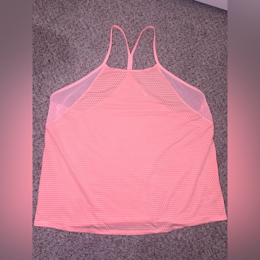 Athleta Coral/Pink  Mesh Layered Tank Top | Lightweight Activewear | Size XL
